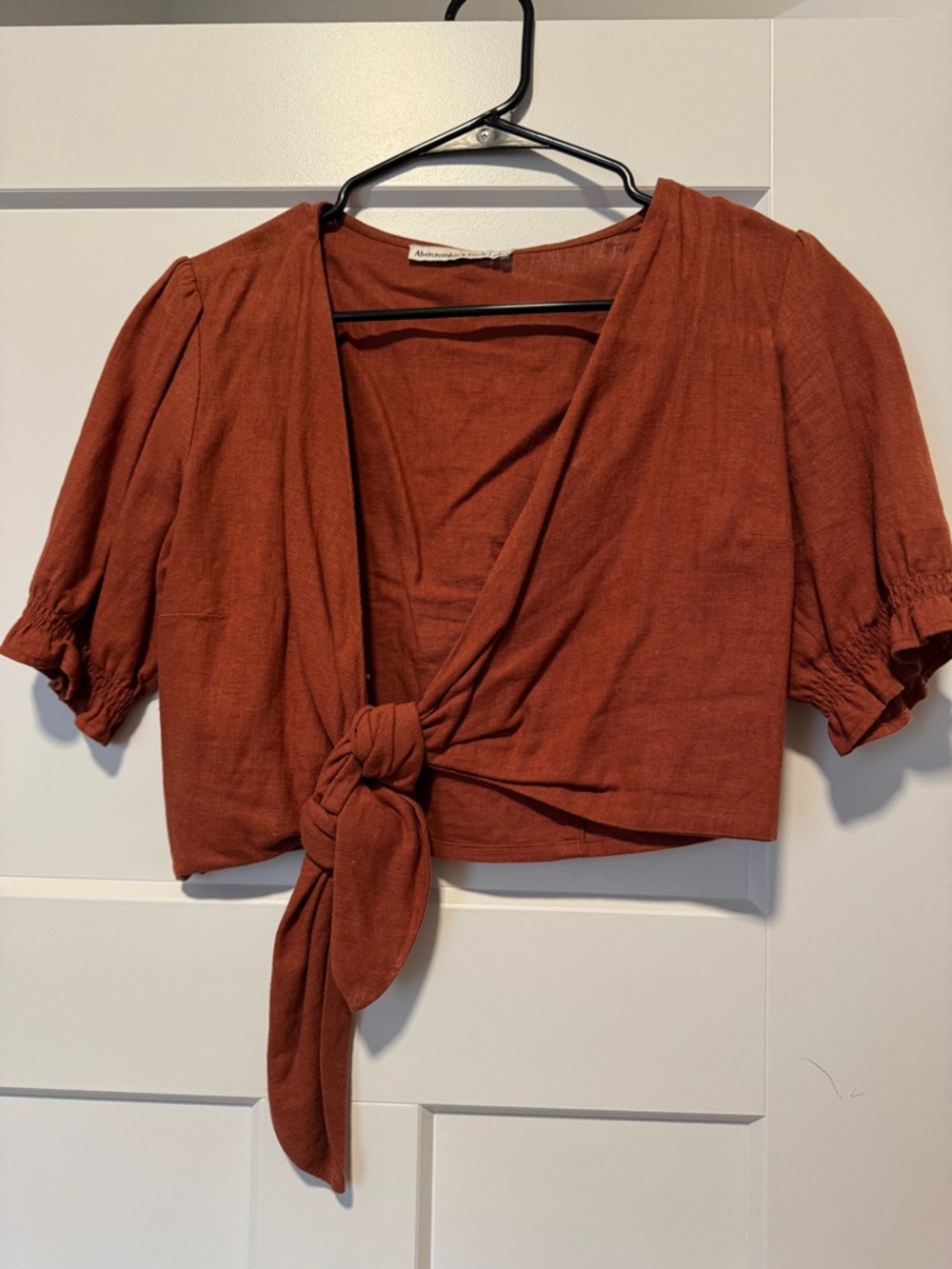 Abercrombie & Fitch Rust Tie-Front Crop Top